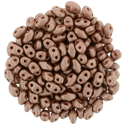 MiniDuo 2x4mm 2-Hole Czech Glass Beads SATIN METALLIC TERRA COTTA